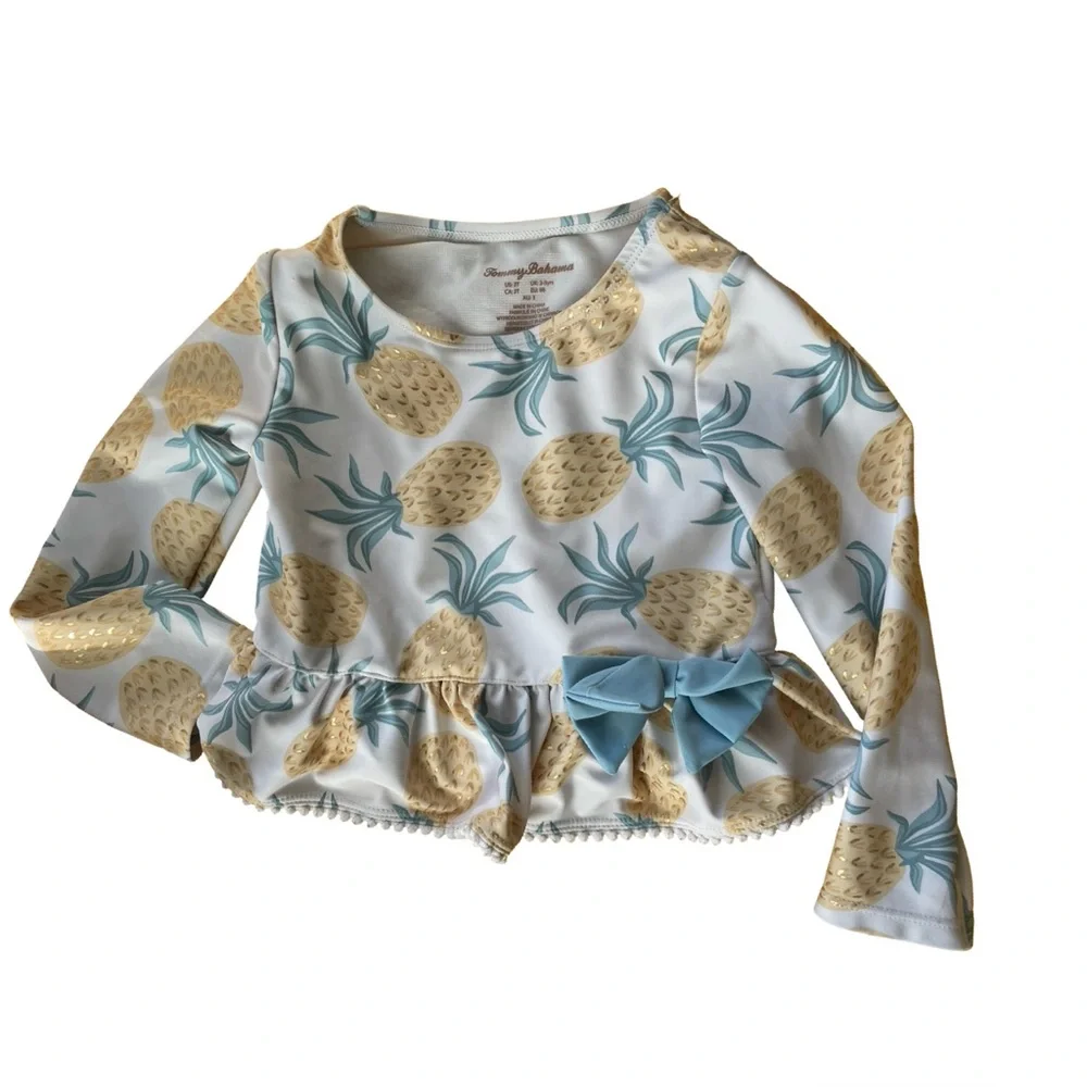 Tommy Bahama toddler girls long sleeve RASH GUARD WITH PINEAPPLES SIZE 3T #132
